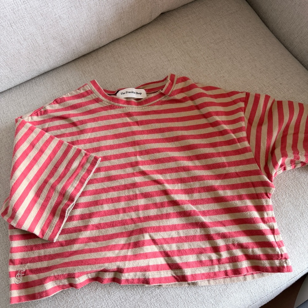 The Frankie Shop Pink & Cream Striped Short Sleeve Tee
